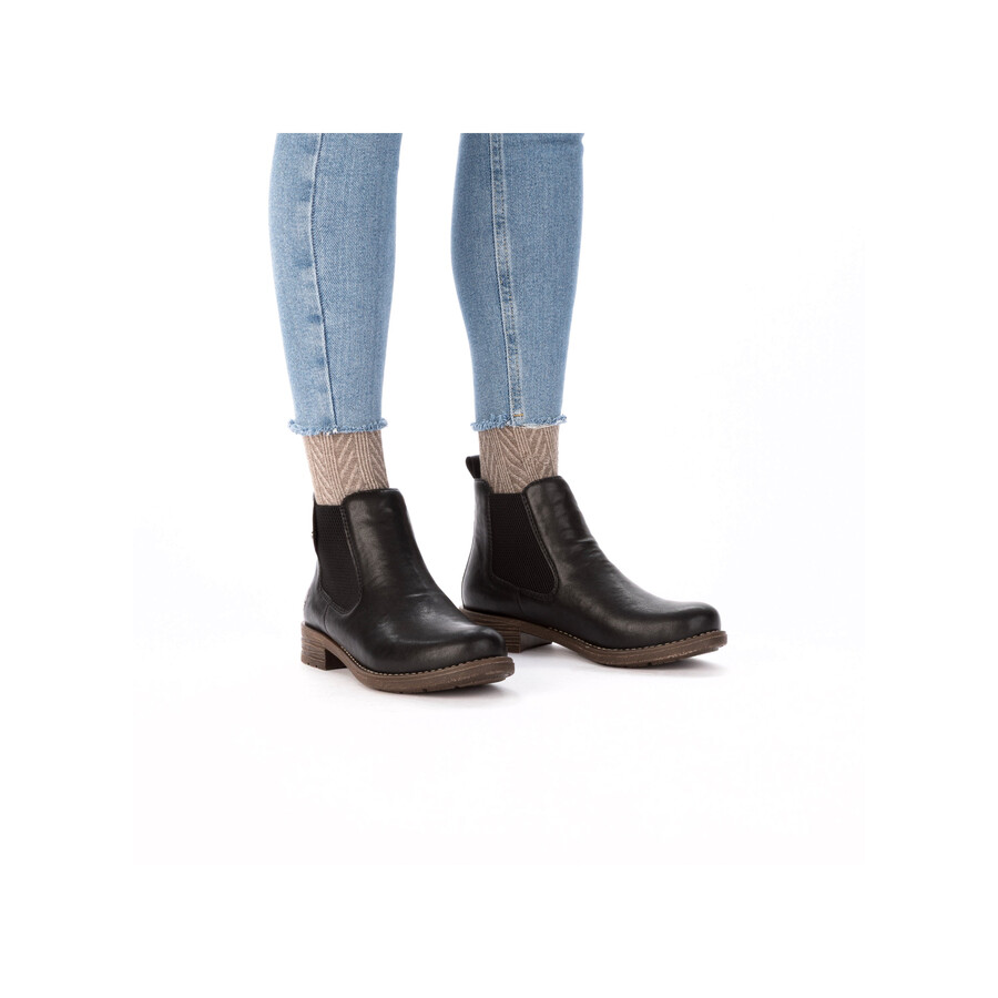 schwarze elastische stiefel für damen rieker 79450-00
