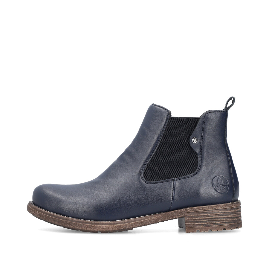 blaue elastische stiefel für damen rieker 79450-14