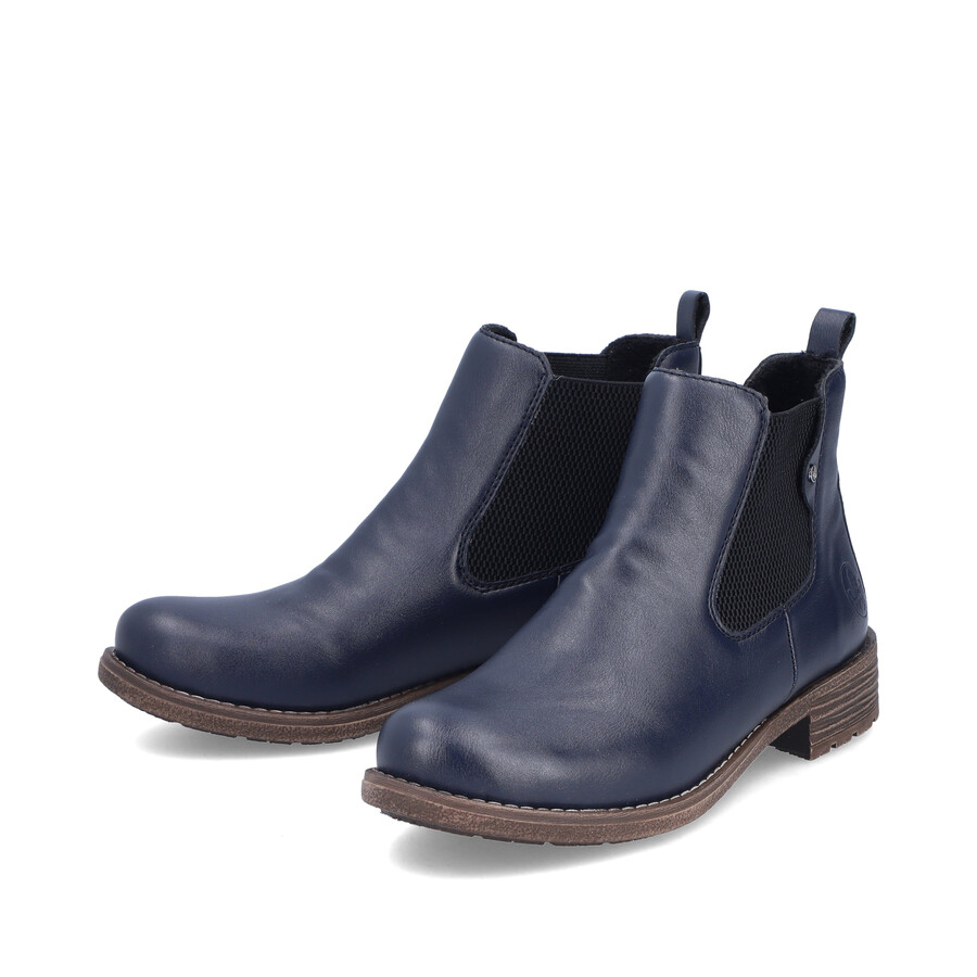 blaue elastische stiefel für damen rieker 79450-14