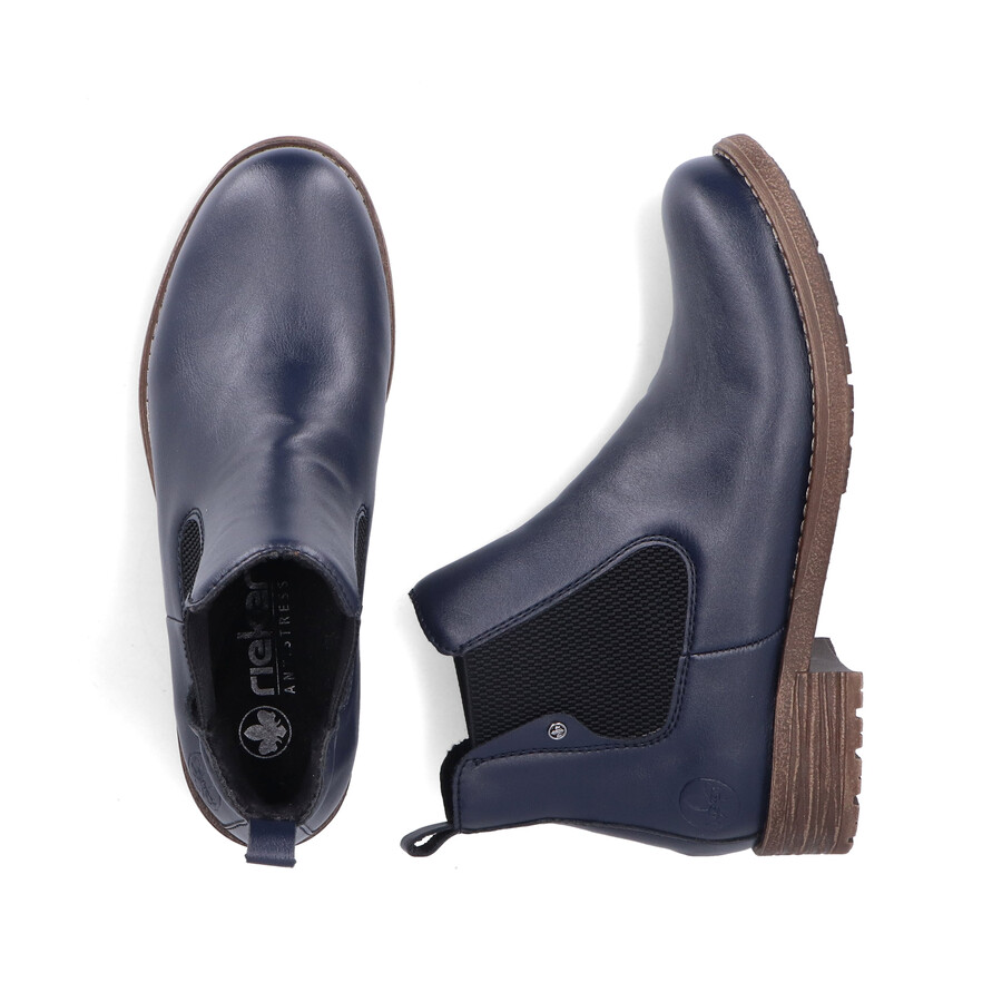 blaue elastische stiefel für damen rieker 79450-14