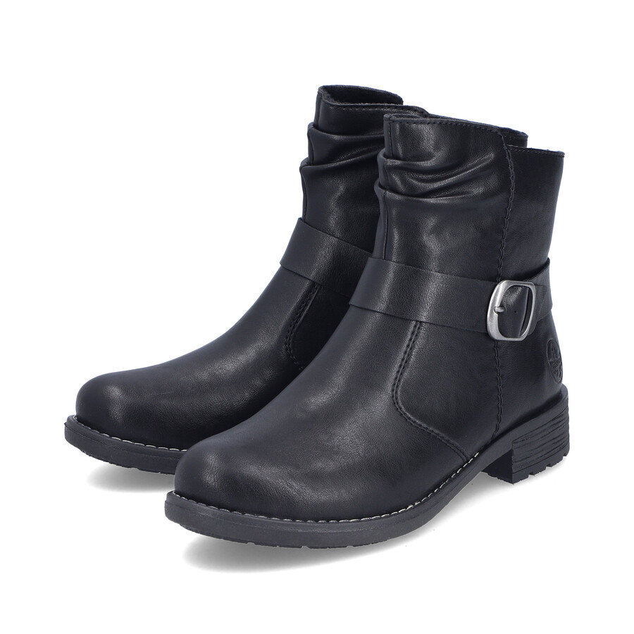 schwarze damen-stiefel mit reißverschluss rieker 79462-00