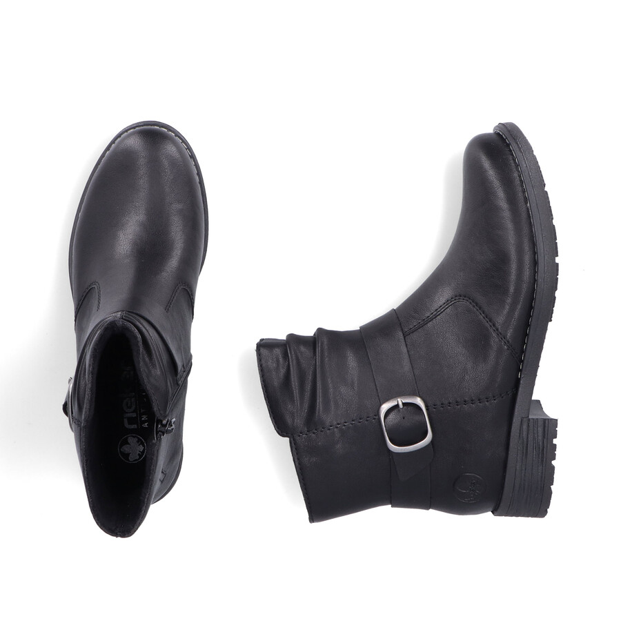 schwarze damen-stiefel mit reißverschluss rieker 79462-00