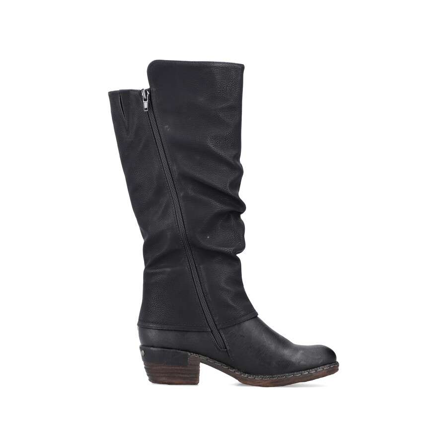 schwarze damen-stiefel mit reißverschluss rieker 93655-00