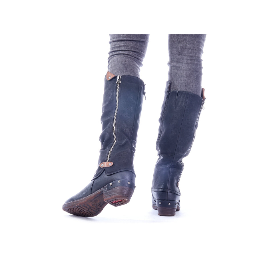 schwarze damen-stiefel mit reißverschluss rieker 93655-00
