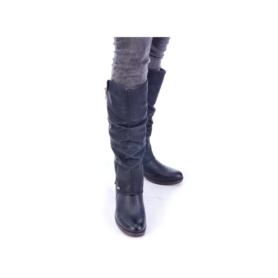 schwarze damen-stiefel mit reißverschluss rieker 93655-00