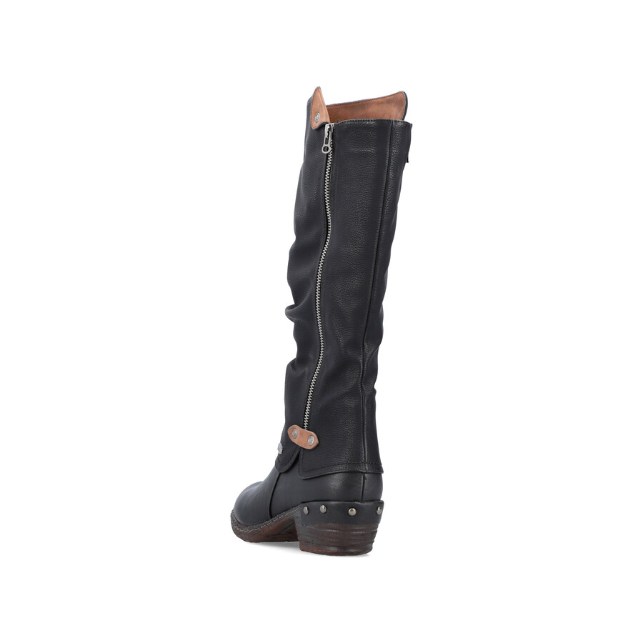 schwarze damen-stiefel mit reißverschluss rieker 93655-00
