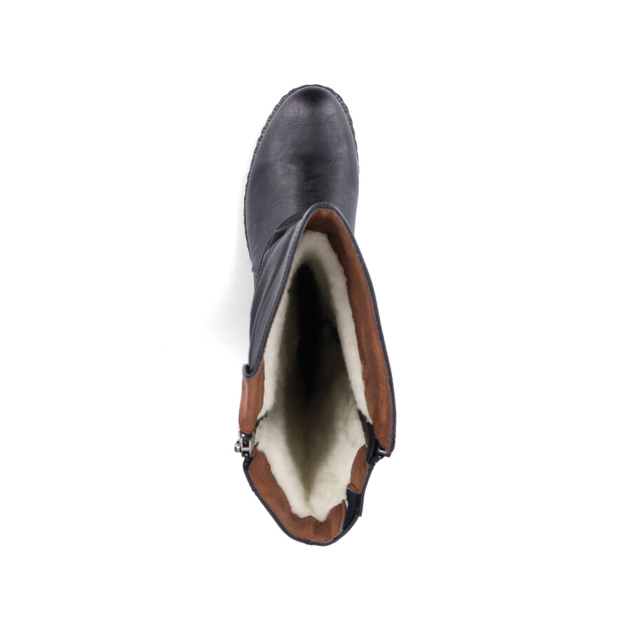 schwarze damen-stiefel mit reißverschluss rieker 93655-00