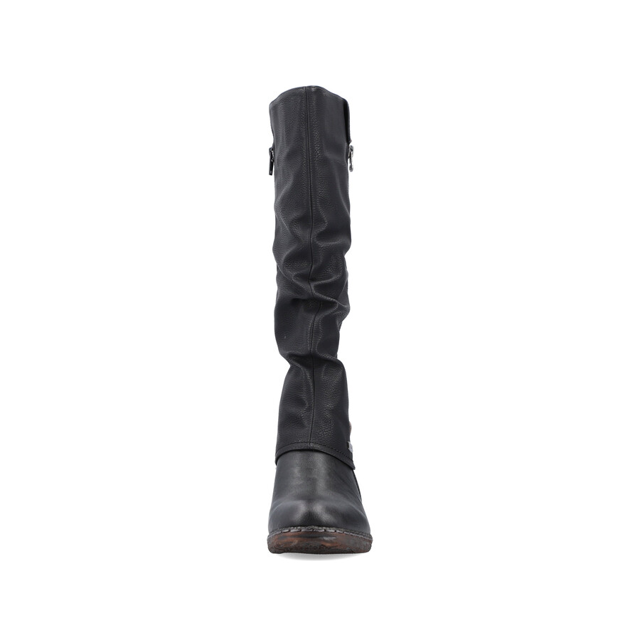 schwarze damen-stiefel mit reißverschluss rieker 93655-00