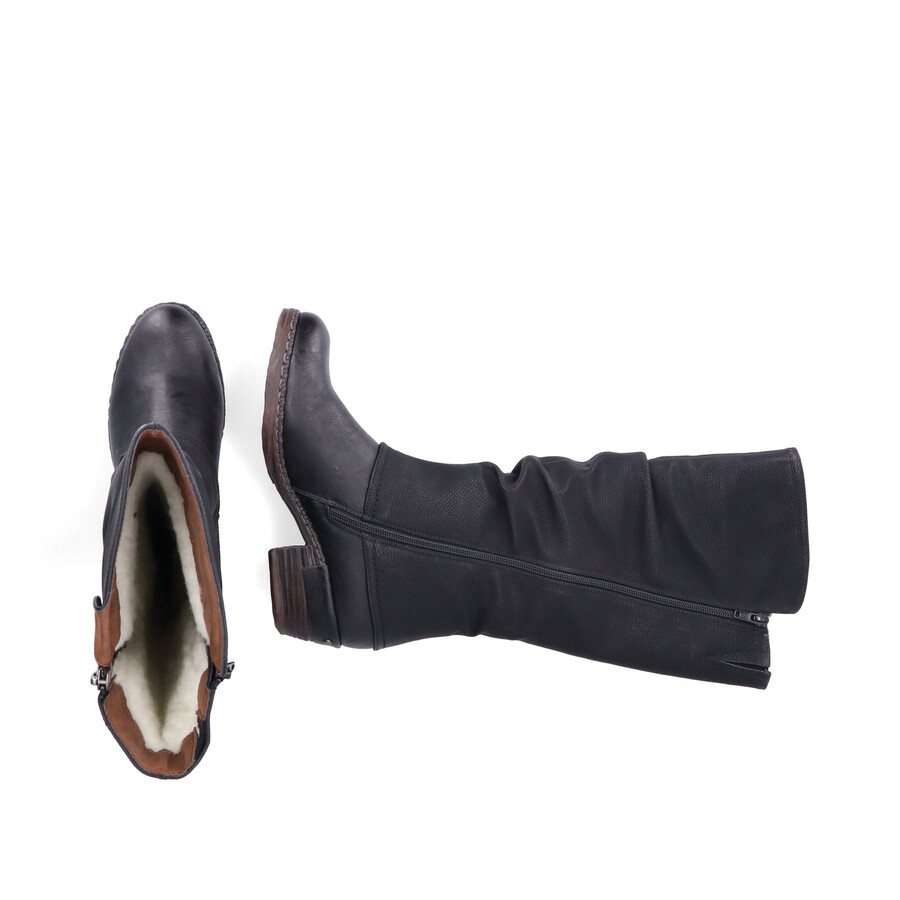 schwarze damen-stiefel mit reißverschluss rieker 93655-00
