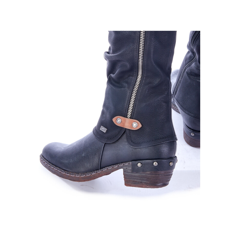 schwarze damen-stiefel mit reißverschluss rieker 93655-00