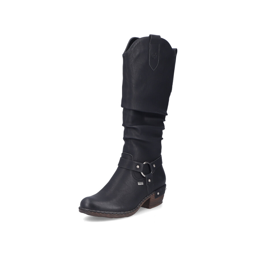 schwarze damenstiefel mit reißverschluss rieker 93670-00