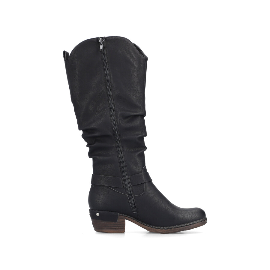 schwarze damenstiefel mit reißverschluss rieker 93670-00