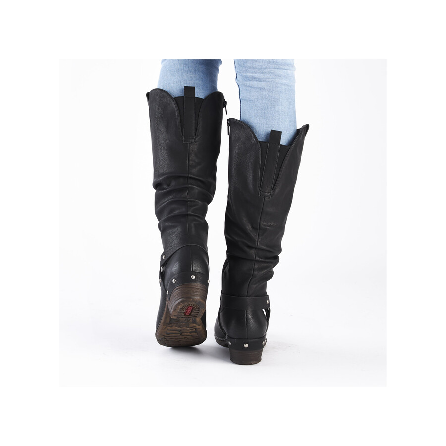schwarze damenstiefel mit reißverschluss rieker 93670-00