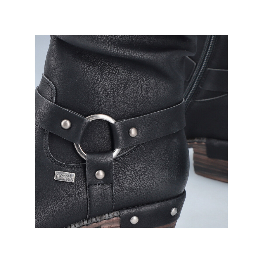 schwarze damenstiefel mit reißverschluss rieker 93670-00