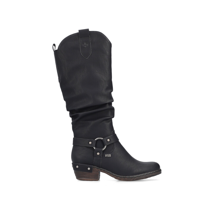 schwarze damenstiefel mit reißverschluss rieker 93670-00
