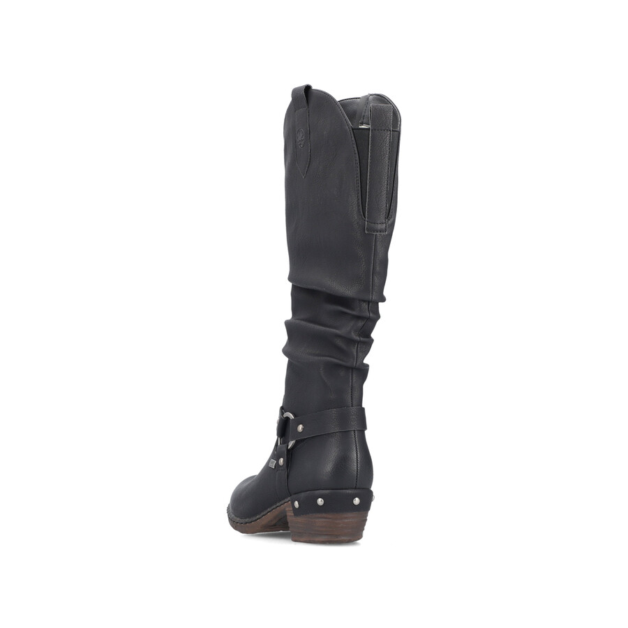 schwarze damenstiefel mit reißverschluss rieker 93670-00
