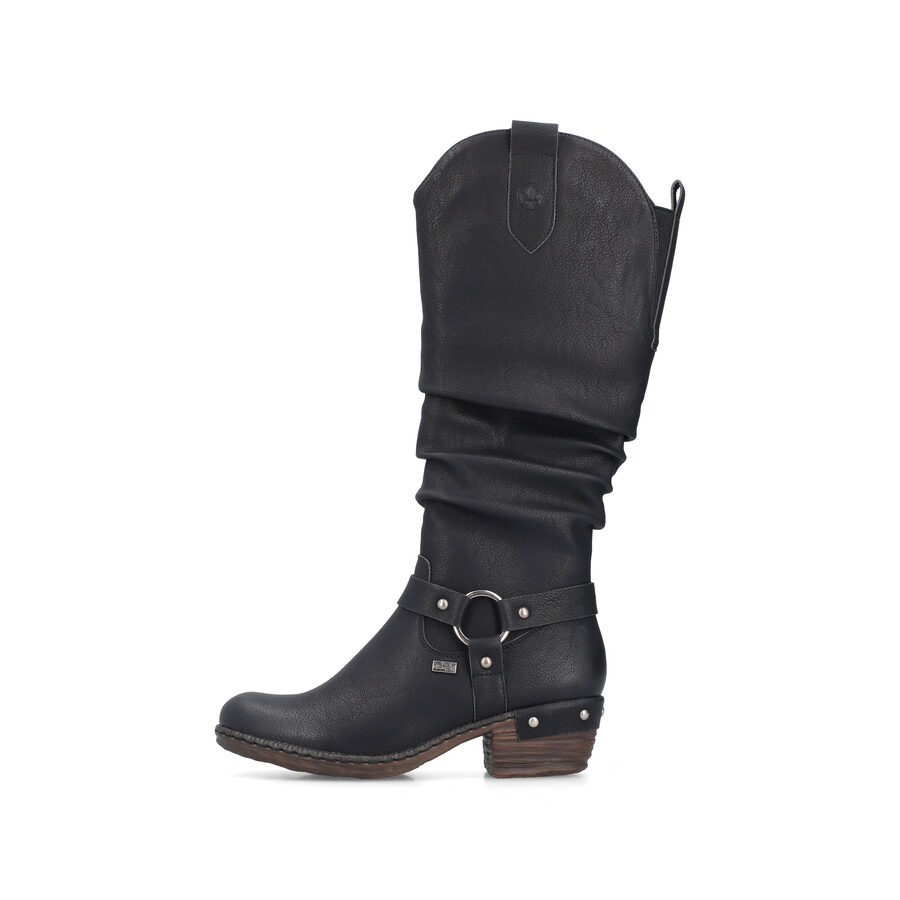 schwarze damenstiefel mit reißverschluss rieker 93670-00