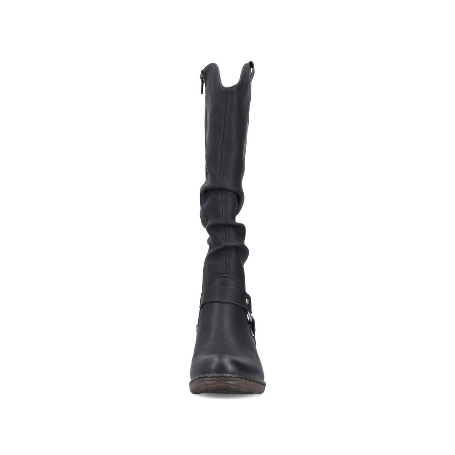 schwarze damenstiefel mit reißverschluss rieker 93670-00