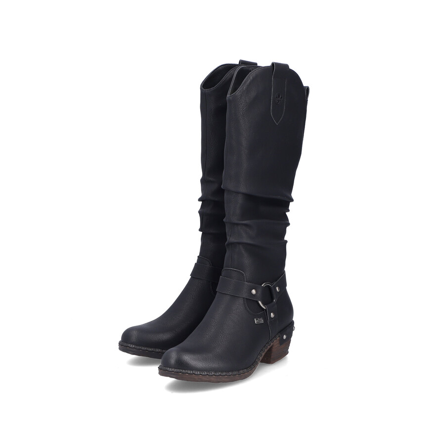 schwarze damenstiefel mit reißverschluss rieker 93670-00