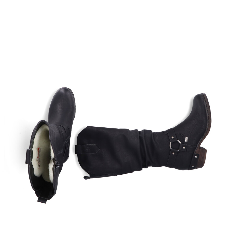 schwarze damenstiefel mit reißverschluss rieker 93670-00