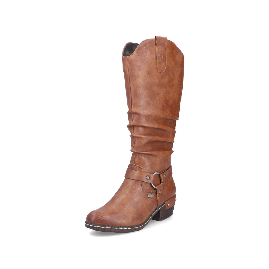 braune damenstiefel mit reißverschluss rieker 93670-24