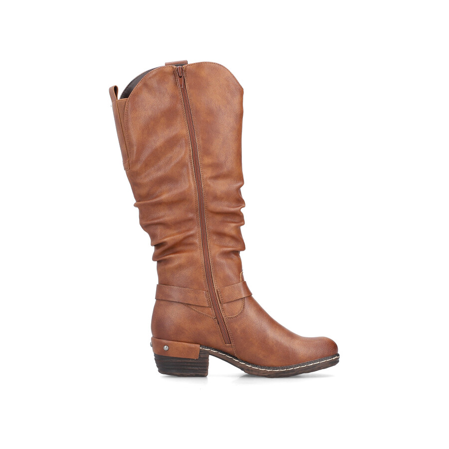 braune damenstiefel mit reißverschluss rieker 93670-24