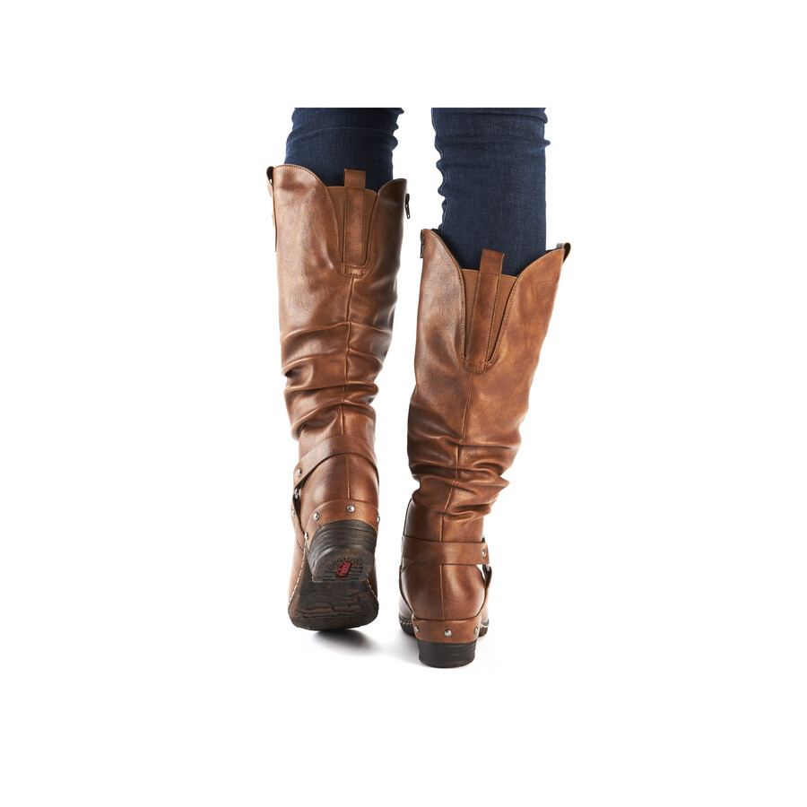 braune damenstiefel mit reißverschluss rieker 93670-24