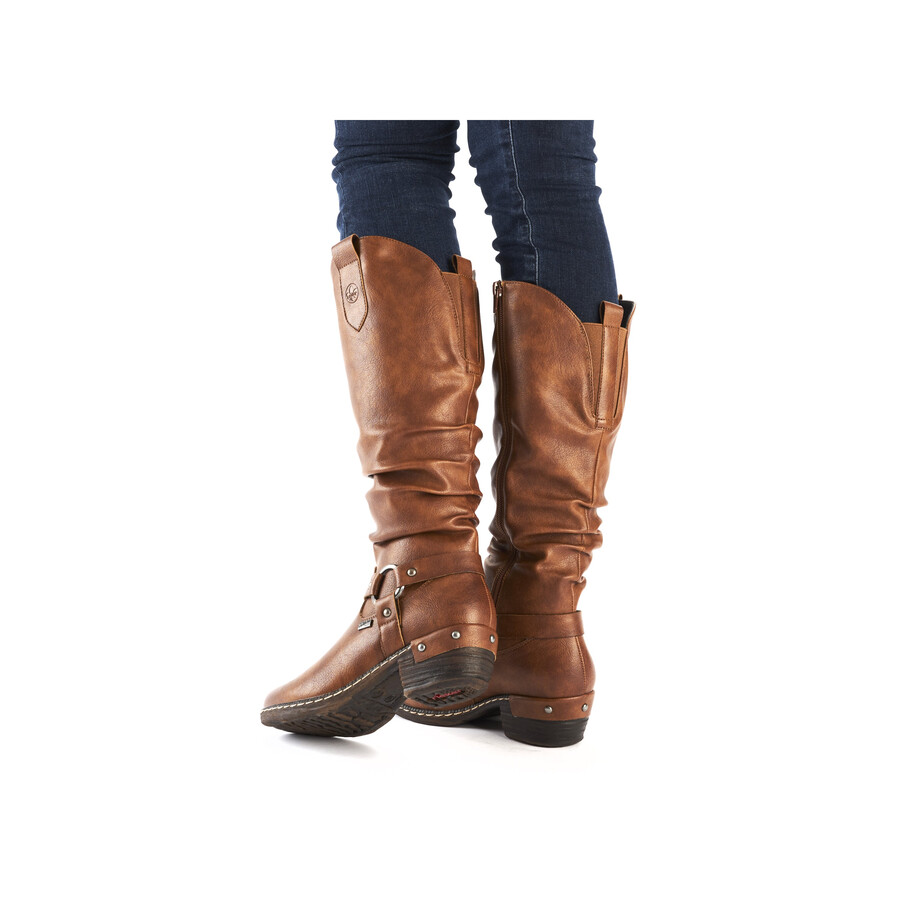 braune damenstiefel mit reißverschluss rieker 93670-24