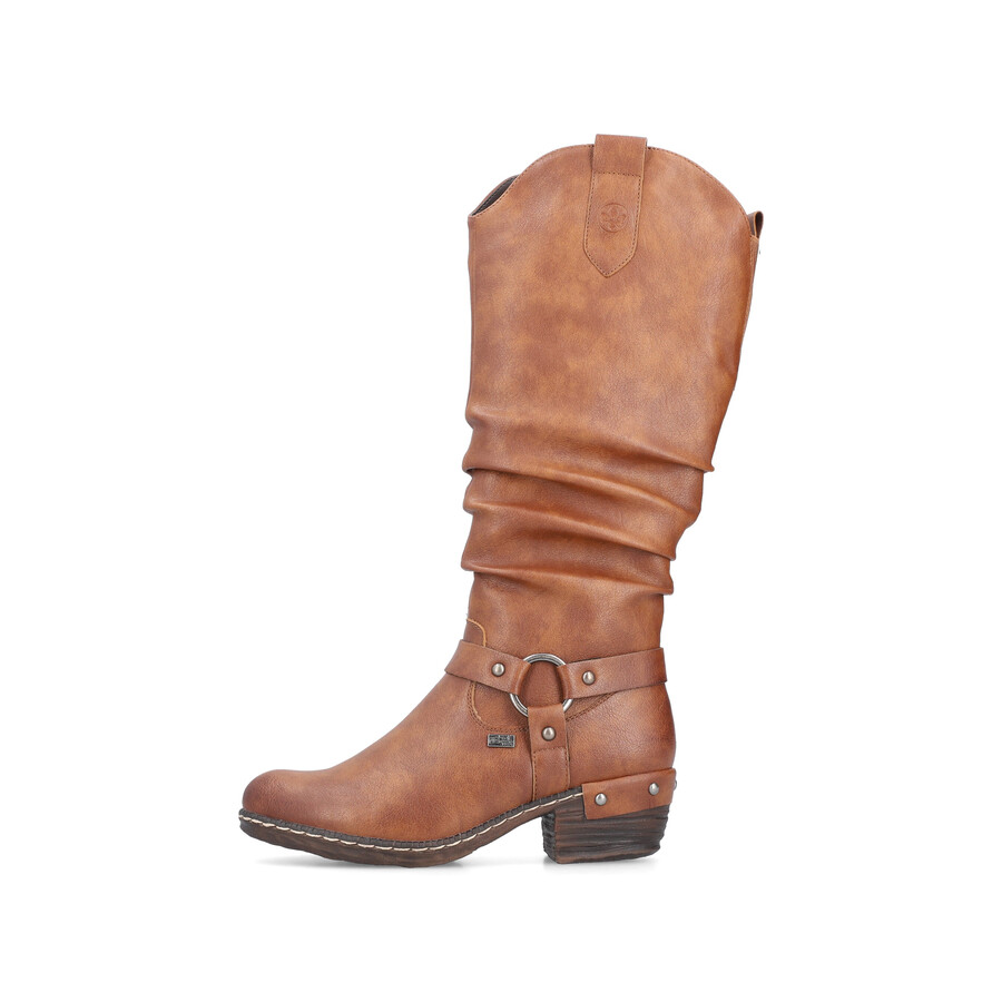 braune damenstiefel mit reißverschluss rieker 93670-24