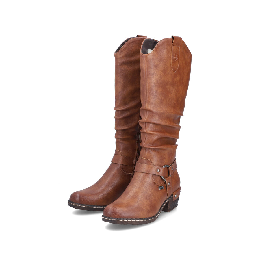 braune damenstiefel mit reißverschluss rieker 93670-24