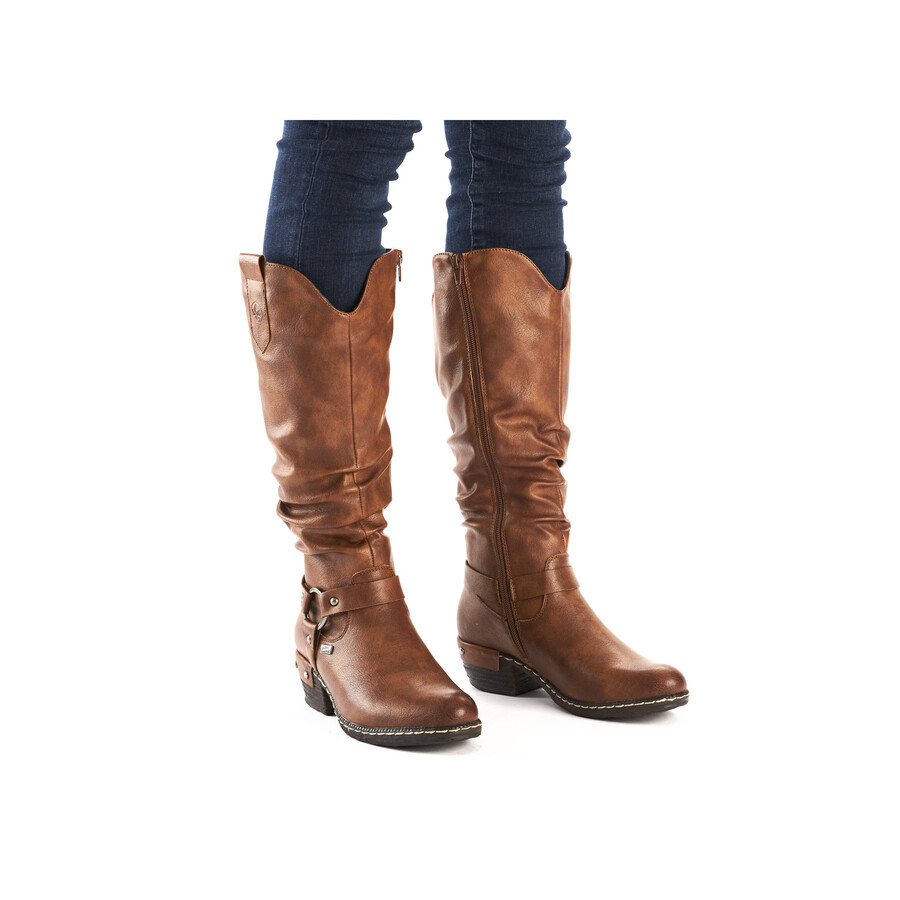 braune damenstiefel mit reißverschluss rieker 93670-24