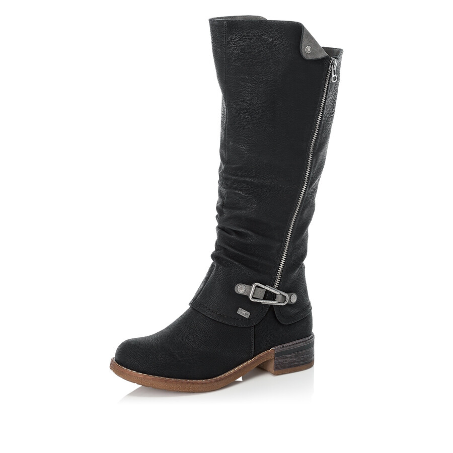 schwarze damen-stiefel mit reißverschluss rieker 94652-00