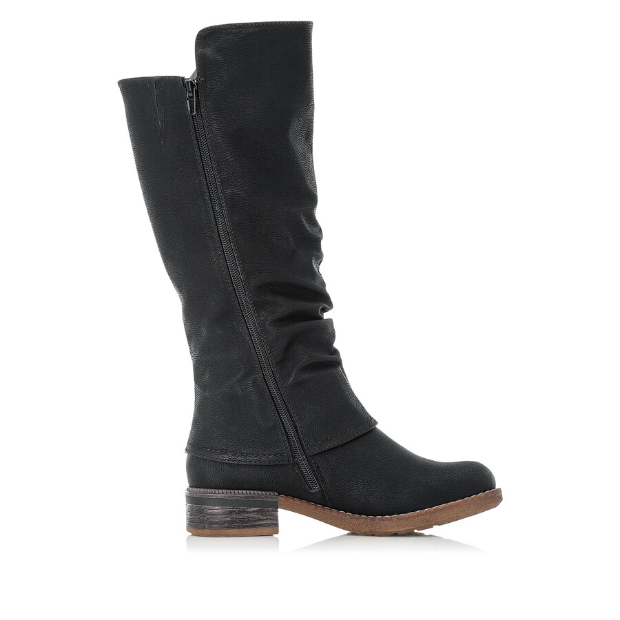 schwarze damen-stiefel mit reißverschluss rieker 94652-00