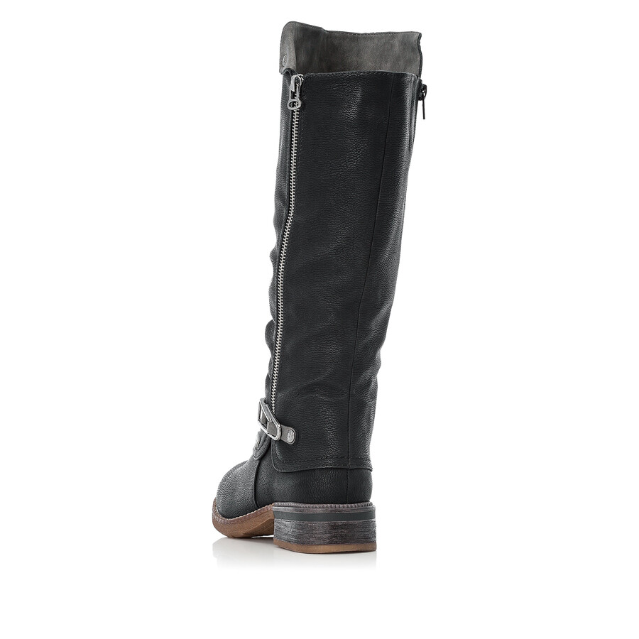 schwarze damen-stiefel mit reißverschluss rieker 94652-00