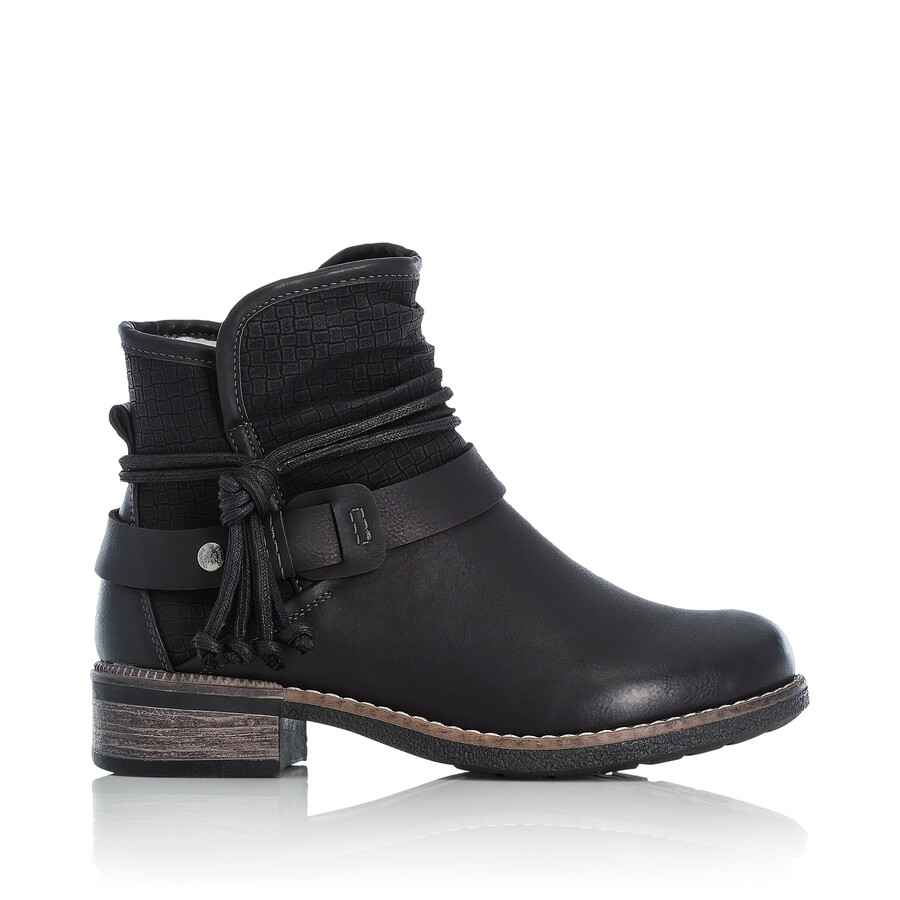 schwarze damen-stiefel mit reißverschluss rieker 94689-00