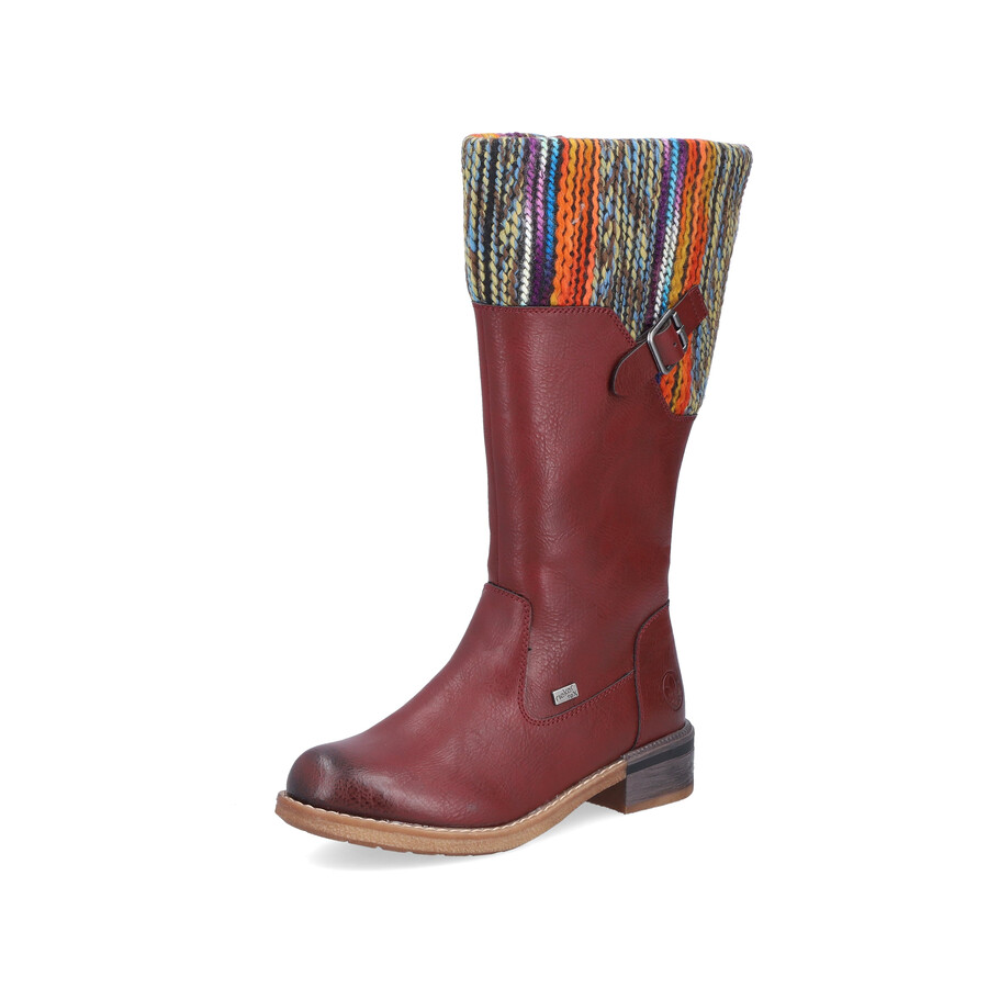 rote damen-stiefel mit reißverschluss rieker 94692-35