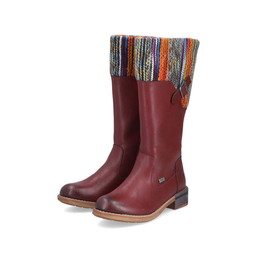 rote damen-stiefel mit reißverschluss rieker 94692-35
