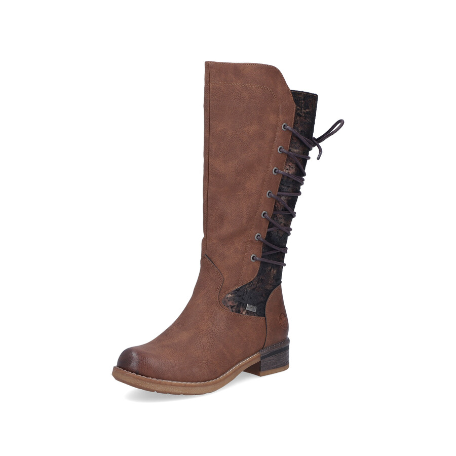 braune damen-stiefel mit reißverschluss rieker 94693-24