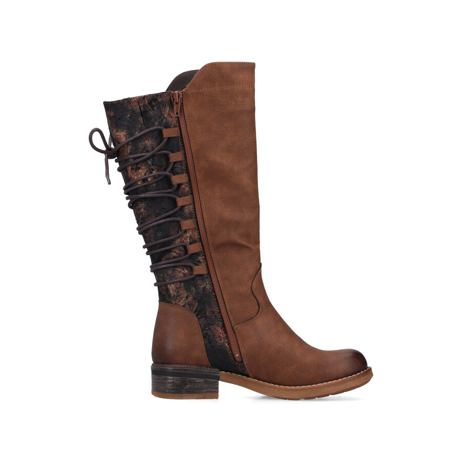 braune damen-stiefel mit reißverschluss rieker 94693-24