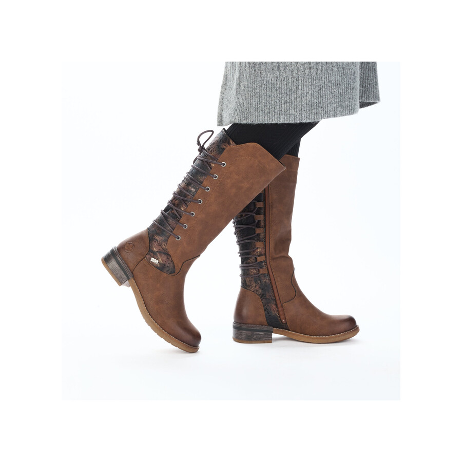 braune damen-stiefel mit reißverschluss rieker 94693-24