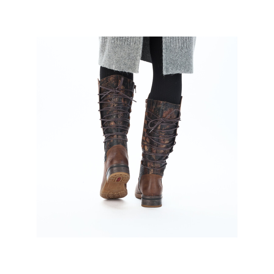 braune damen-stiefel mit reißverschluss rieker 94693-24