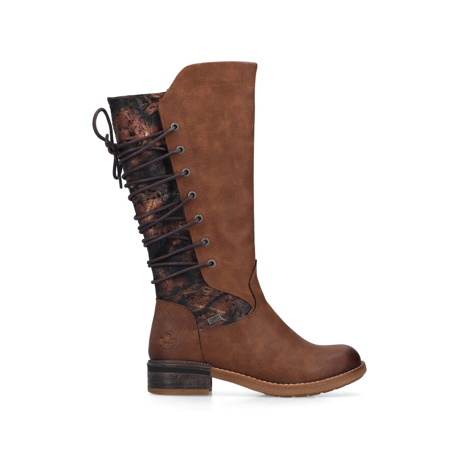 braune damen-stiefel mit reißverschluss rieker 94693-24