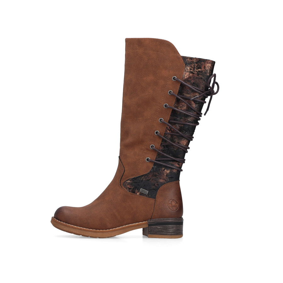 braune damen-stiefel mit reißverschluss rieker 94693-24