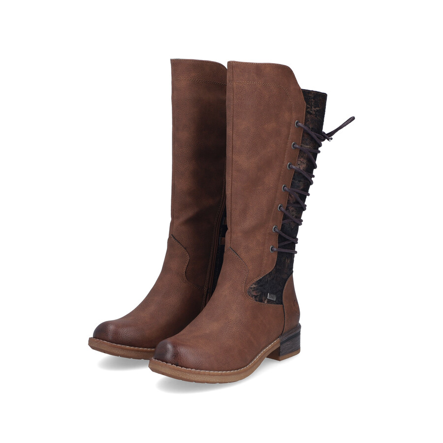 braune damen-stiefel mit reißverschluss rieker 94693-24