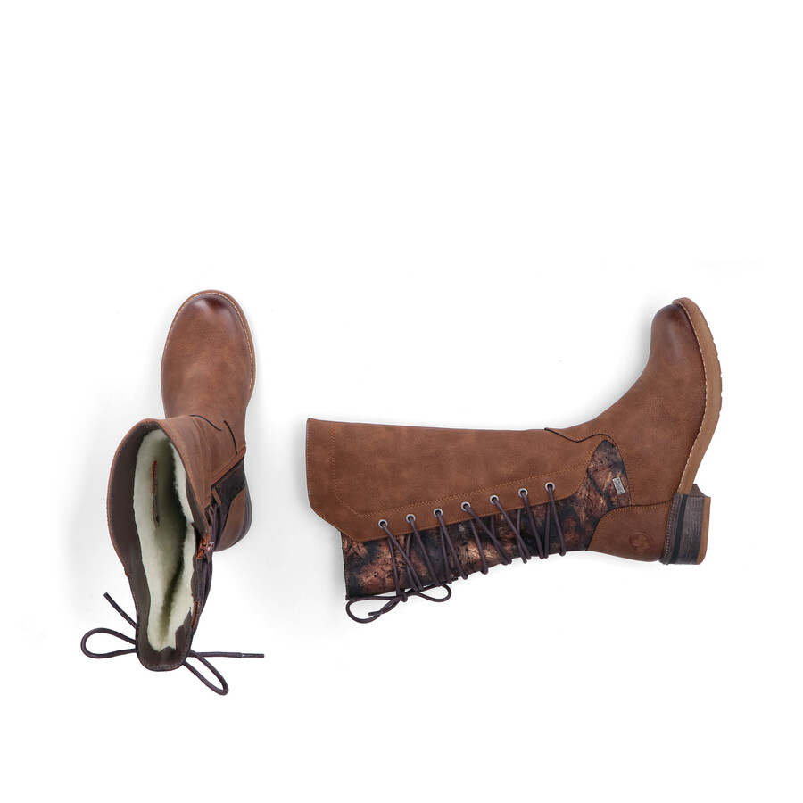 braune damen-stiefel mit reißverschluss rieker 94693-24