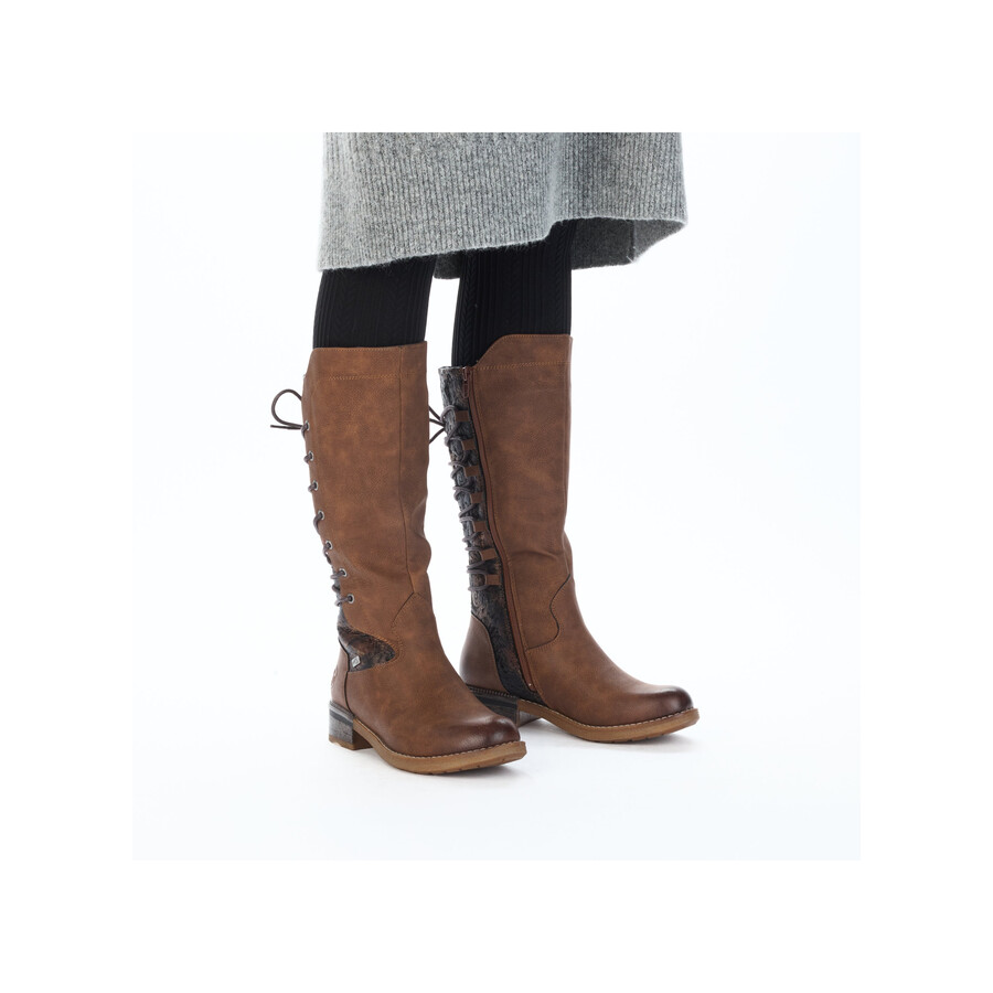 braune damen-stiefel mit reißverschluss rieker 94693-24