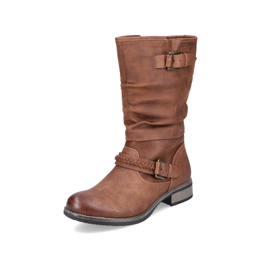 braune damenstiefel mit reißverschluss rieker 98860-22