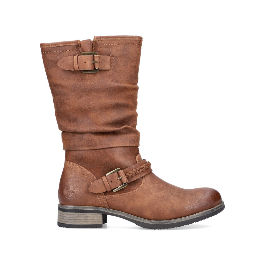 braune damenstiefel mit reißverschluss rieker 98860-22