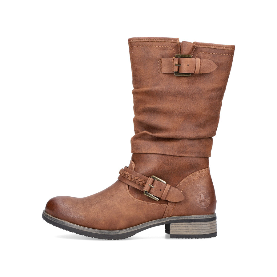 braune damenstiefel mit reißverschluss rieker 98860-22