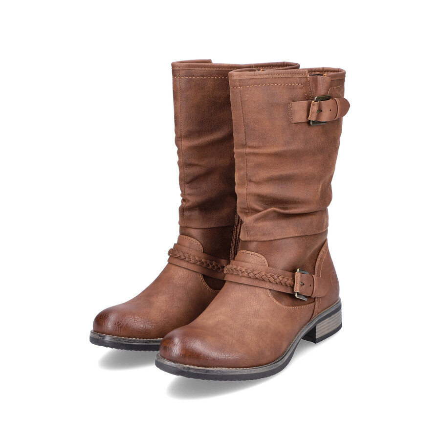 braune damenstiefel mit reißverschluss rieker 98860-22